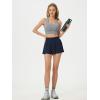 imageALCEA ROSEA Womens Pleated Tennis Mini Skirt Elastic High Waisted Flowy Golf Skort Athletic Chiffon Skirts with Pockets 2809Navy