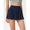 imageALCEA ROSEA Womens Pleated Tennis Mini Skirt Elastic High Waisted Flowy Golf Skort Athletic Chiffon Skirts with Pockets 2809Navy