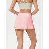 imageALCEA ROSEA Womens Pleated Tennis Mini Skirt Elastic High Waisted Flowy Golf Skort Athletic Chiffon Skirts with Pockets 2809Pink