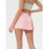 imageALCEA ROSEA Womens Pleated Tennis Mini Skirt Elastic High Waisted Flowy Golf Skort Athletic Chiffon Skirts with Pockets 2809Pink