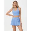 imageALCEA ROSEA Womens Pleated Tennis Mini Skirt Elastic High Waisted Flowy Golf Skort Athletic Chiffon Skirts with Pockets 2809Sky Blue