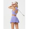 imageALCEA ROSEA Womens Pleated Tennis Mini Skirt Elastic High Waisted Flowy Golf Skort Athletic Chiffon Skirts with Pockets 2809Violet