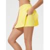 imageALCEA ROSEA Womens Pleated Tennis Mini Skirt Elastic High Waisted Flowy Golf Skort Athletic Chiffon Skirts with Pockets 2809Yellow