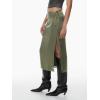 imageALCEA ROSEA Womens Satin Long Skirt Drawstring Tie High Waisted Silky A Line Split Elegant Maxi Skirts 7881Army Green