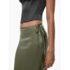 imageALCEA ROSEA Womens Satin Long Skirt Drawstring Tie High Waisted Silky A Line Split Elegant Maxi Skirts 7881Army Green