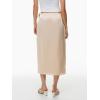 imageALCEA ROSEA Womens Satin Long Skirt Drawstring Tie High Waisted Silky A Line Split Elegant Maxi Skirts 7881Beige