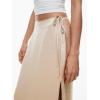 imageALCEA ROSEA Womens Satin Long Skirt Drawstring Tie High Waisted Silky A Line Split Elegant Maxi Skirts 7881Beige