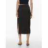 imageALCEA ROSEA Womens Satin Long Skirt Drawstring Tie High Waisted Silky A Line Split Elegant Maxi Skirts 7881Black