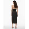 imageALCEA ROSEA Womens Satin Long Skirt Drawstring Tie High Waisted Silky A Line Split Elegant Maxi Skirts 7881Black
