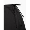 imageALCEA ROSEA Womens Satin Long Skirt Drawstring Tie High Waisted Silky A Line Split Elegant Maxi Skirts 7881Black