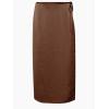 imageALCEA ROSEA Womens Satin Long Skirt Drawstring Tie High Waisted Silky A Line Split Elegant Maxi Skirts 7881Brown