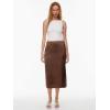 imageALCEA ROSEA Womens Satin Long Skirt Drawstring Tie High Waisted Silky A Line Split Elegant Maxi Skirts 7881Brown