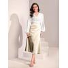imageALCEA ROSEA Womens Satin Midi Skirt High Waisted Silky Skirt Split Elegant Ruched Work Party Skirts with Front Slit 7823Beige