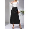 imageALCEA ROSEA Womens Satin Midi Skirt High Waisted Silky Skirt Split Elegant Ruched Work Party Skirts with Front Slit 7823Black