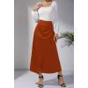 imageALCEA ROSEA Womens Satin Midi Skirt High Waisted Silky Skirt Split Elegant Ruched Work Party Skirts with Front Slit 7823Caramel