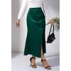 imageALCEA ROSEA Womens Satin Midi Skirt High Waisted Silky Skirt Split Elegant Ruched Work Party Skirts with Front Slit 7823Dark Green