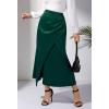 imageALCEA ROSEA Womens Satin Midi Skirt High Waisted Silky Skirt Split Elegant Ruched Work Party Skirts with Front Slit 7823Dark Green