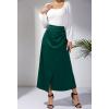 imageALCEA ROSEA Womens Satin Midi Skirt High Waisted Silky Skirt Split Elegant Ruched Work Party Skirts with Front Slit 7823Dark Green