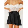 imageALCEA ROSEA Womens Satin Mini Skirt High Waist Adjustable Self Tie Casual SkirtsBlack