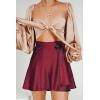 imageALCEA ROSEA Womens Satin Mini Skirt High Waist Adjustable Self Tie Casual SkirtsWine
