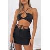 imageALCEA ROSEA Womens Satin Mini Skirts High Waisted Drawstring Bow Tie Silky ALine Zipper Short Skirt Party Short Skirts 7868Black