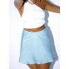 imageALCEA ROSEA Womens Satin Mini Skirts High Waisted Drawstring Bow Tie Silky ALine Zipper Short Skirt Party Short Skirts 7868Blue