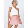 imageALCEA ROSEA Womens Satin Mini Skirts High Waisted Drawstring Bow Tie Silky ALine Zipper Short Skirt Party Short Skirts 7868Pink