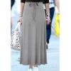imageALCEA ROSEA Womens Side Split Skirt Elastic Ribbed Knit High Waist Long Skirts Bodycon Maxi Skirts for WomenGrey
