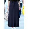 imageALCEA ROSEA Womens Side Split Skirt Elastic Ribbed Knit High Waist Long Skirts Bodycon Maxi Skirts for WomenNavy