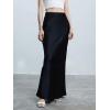 imageALCEA ROSEA Womens Silky Satin Maxi Skirt Elegant High Waisted Long Pencil Ladies Skirts for Office Work Party 7867Black
