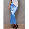 imageALCEA ROSEA Womens Silky Satin Maxi Skirt Elegant High Waisted Long Pencil Ladies Skirts for Office Work Party 7867Blue