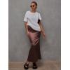 imageALCEA ROSEA Womens Silky Satin Maxi Skirt Elegant High Waisted Long Pencil Ladies Skirts for Office Work Party 7867Brown
