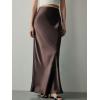 imageALCEA ROSEA Womens Silky Satin Maxi Skirt Elegant High Waisted Long Pencil Ladies Skirts for Office Work Party 7867Brown