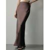 imageALCEA ROSEA Womens Silky Satin Maxi Skirt Elegant High Waisted Long Pencil Ladies Skirts for Office Work Party 7867Brown