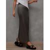 imageALCEA ROSEA Womens Silky Satin Maxi Skirt Elegant High Waisted Long Pencil Ladies Skirts for Office Work Party 7867Grey