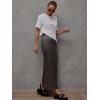 imageALCEA ROSEA Womens Silky Satin Maxi Skirt Elegant High Waisted Long Pencil Ladies Skirts for Office Work Party 7867Grey