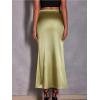 imageALCEA ROSEA Womens Silky Satin Maxi Skirt Elegant High Waisted Long Pencil Ladies Skirts for Office Work Party 7867Light Green