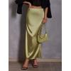 imageALCEA ROSEA Womens Silky Satin Maxi Skirt Elegant High Waisted Long Pencil Ladies Skirts for Office Work Party 7867Light Green