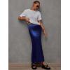 imageALCEA ROSEA Womens Silky Satin Maxi Skirt Elegant High Waisted Long Pencil Ladies Skirts for Office Work Party 7867Navy