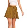 imageALCEA ROSEA Silky Satin Mini Skirt for Women Adjustable Self Tie High Waist Flowy Casual Short Skater Short Skirt 7821Yellow