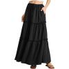 imageALCEA ROSEA Womens Boho Tiered Maxi Skirt Elastic High Wasited Flowy Ruffle Beach Vacation Summer Long Skirt with Pocket78897890black