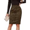 imageALCEA ROSEA Womens Pencil Midi Skirt Faux Suede Leopard Print High Waisted Zipper Bodycon SkirtDark Green