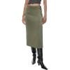 imageALCEA ROSEA Womens Satin Long Skirt Drawstring Tie High Waisted Silky A Line Split Elegant Maxi Skirts 7881Army Green