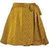 imageALCEA ROSEA Womens Satin Mini Skirt High Waist Adjustable Self Tie Casual SkirtsYellow Dot