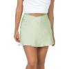 imageALCEA ROSEA Womens Satin Mini Skirts High Waisted Drawstring Bow Tie Silky ALine Zipper Short Skirt Party Short Skirts 7868Green