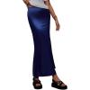 imageALCEA ROSEA Womens Silky Satin Maxi Skirt Elegant High Waisted Long Pencil Ladies Skirts for Office Work Party 7867Navy