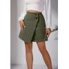 imageALCEA ROSEA Womens Faux Suede Mini Skirt High Waist Button Front Asymmetrical Hem ALine Short Skirt 7827Army Green