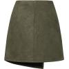 imageALCEA ROSEA Womens Faux Suede Mini Skirt High Waist Button Front Asymmetrical Hem ALine Short Skirt 7827Army Green
