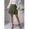 imageALCEA ROSEA Womens Faux Suede Mini Skirt High Waist Button Front Asymmetrical Hem ALine Short Skirt 7827Army Green