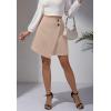imageALCEA ROSEA Womens Faux Suede Mini Skirt High Waist Button Front Asymmetrical Hem ALine Short Skirt 7827Beige
